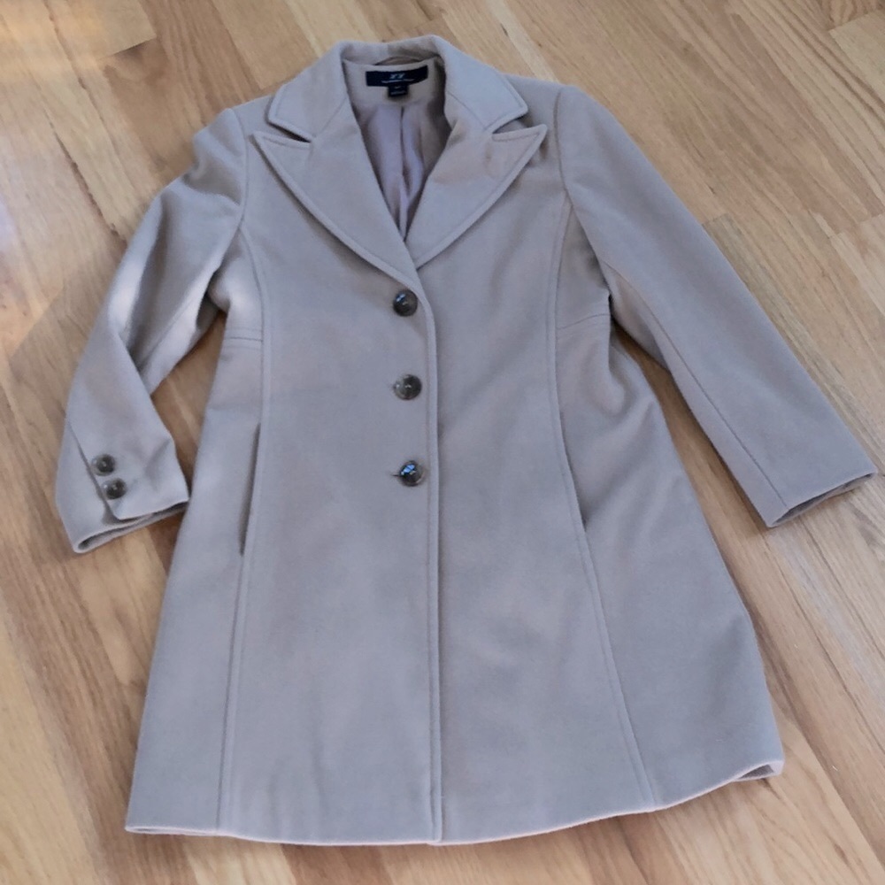 Loro Piana Quiet Luxury Timeless Tan Peacoat Wool Warm Winter Coat Classic